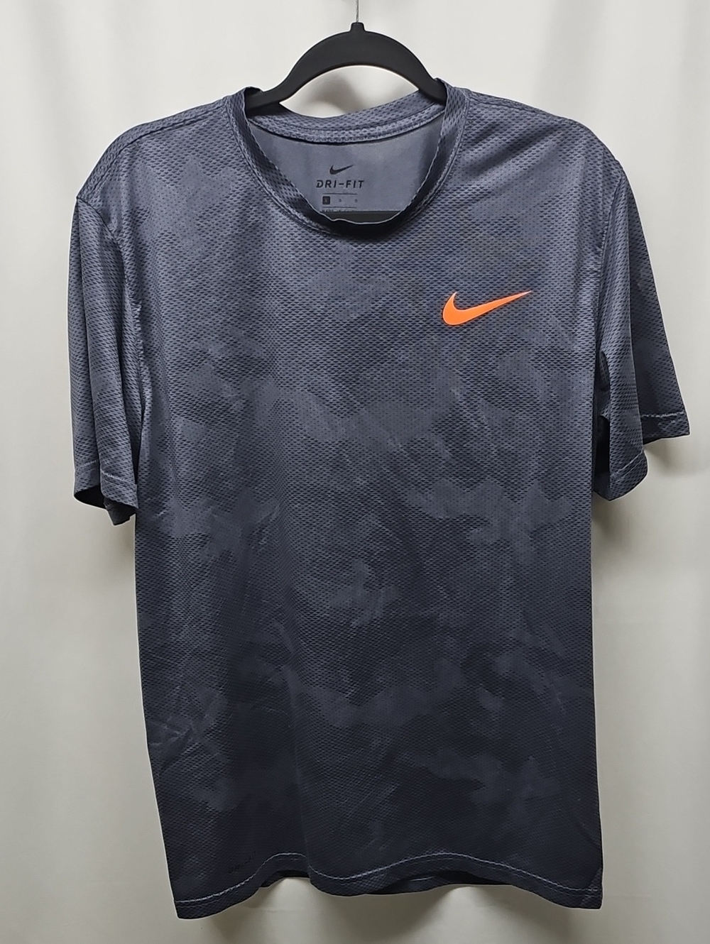 Nike Men's Short Sleeve Dri-FIT Athletic Tee - Charcoal with Orange Swoosh